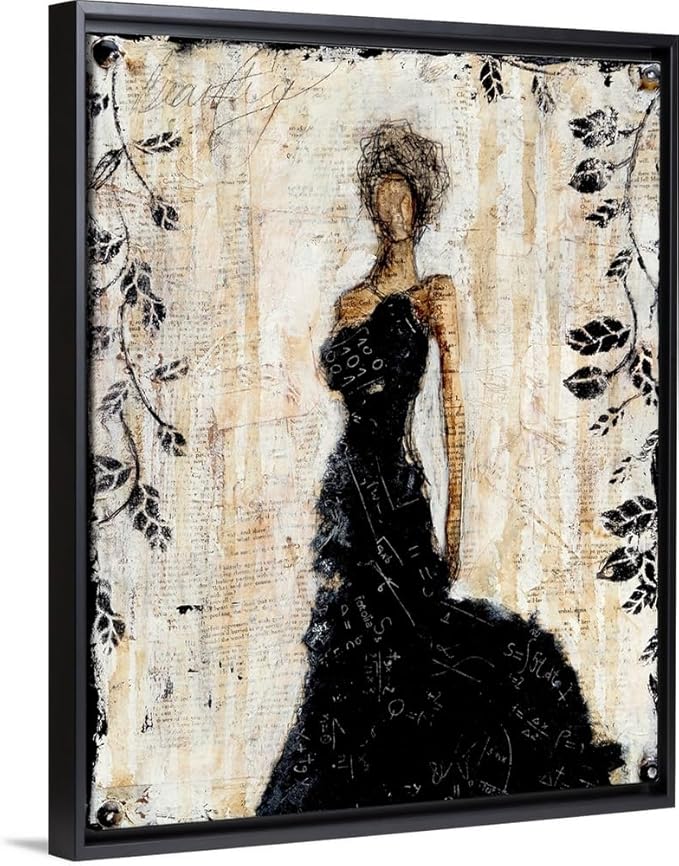 CANVAS ON DEMAND Dark Beauty Natural Wood Float Framed Canvas Wall Art Print by Erin Ashley, Abstract, Contemporary, Figurative, Glam, Home Decor, Woman, Trendy Artwork,8" x10in