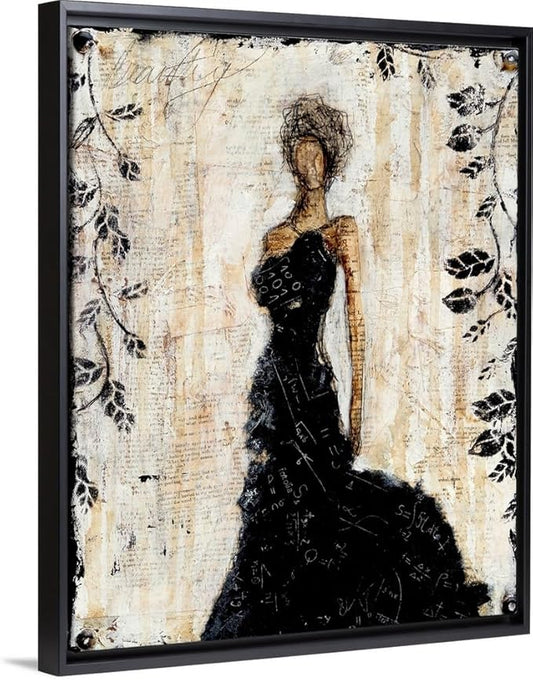 CANVAS ON DEMAND Dark Beauty White Float Framed Canvas Wall Art Print by Erin Ashley, Abstract, Contemporary, Figurative, Glam, Home Decor, Woman, Trendy Artwork, 8" x10in
