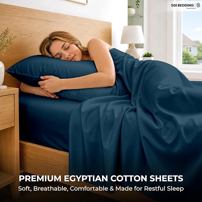 SGI bedding RV Short Queen Sheet Set 60x75, 600 TC Egyptian Cotton, 4 Piece Luxury Hotel Collection, Ultra Soft & Breathable, Fits RV Mattress Camper & Trailer, 15 Inch Pocket, Teal