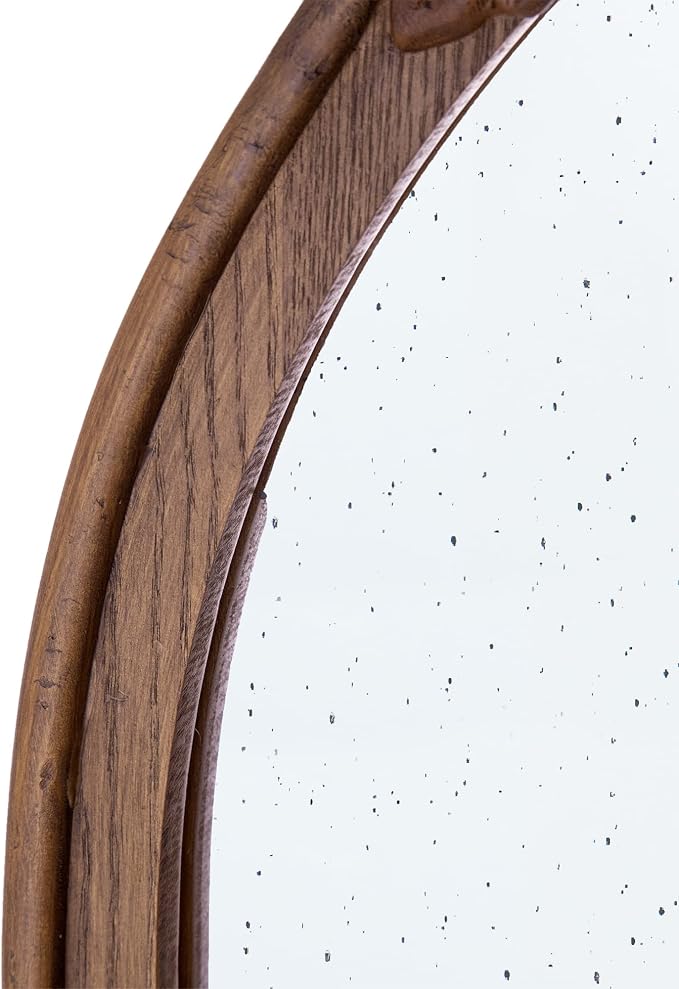 A&B Home Arched Vertical Mirror - Wall Mirror with Hand Carved Rose Antique Mirror Frame, 23" x 42" Arch Mirror for Bathroom Living Room Bedroom Enterway, Dark Brown