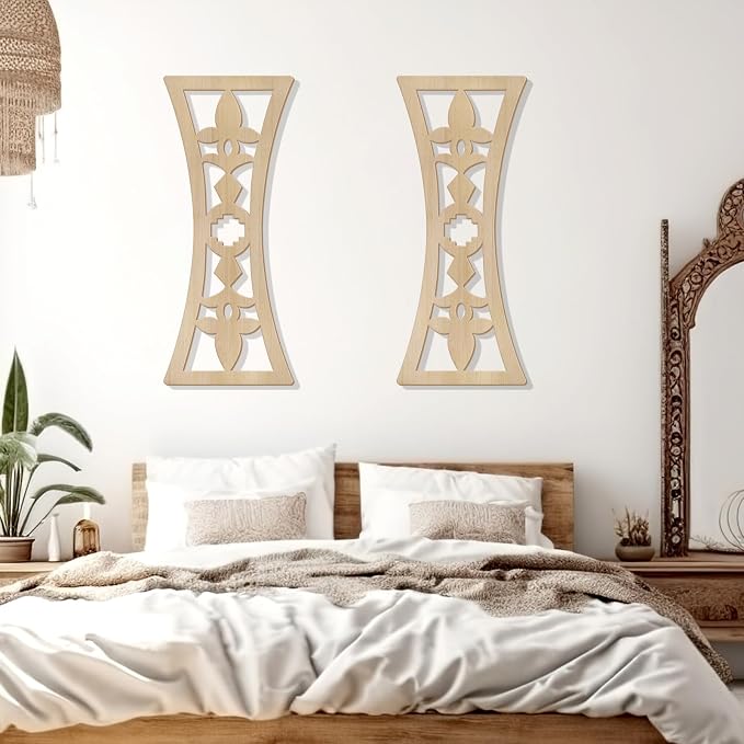 Zzbakress 2 Pcs Mid Century Modern Wall Decor Wooden Abstract Geometric Art for Home Living Room Bedroom (Style Q)