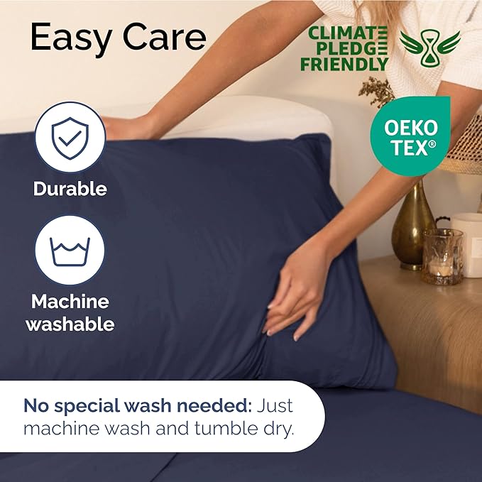 Hotel Luxury Durable Bed Sheets - Full Size 4 Piece Sheet Set - Extra Soft, Breathable & Cooling - Deep Pockets, Easy-Fit & Wrinkle-Free - Deep Slate Blue Oeko-Tex