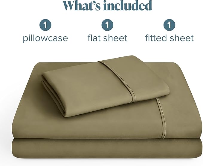 Bare Home Twin XL Sheet Set - 1800 Ultra-Soft Microfiber Twin Extra Long Bed Sheets - Double Brushed - Deep Pockets - Easy Fit - 3 Piece Set - Bedding Sheets & Pillowcases (Twin XL, Olive)