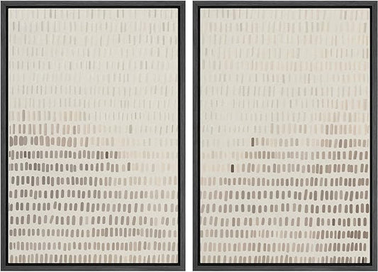 MUDECOR Framed Canvas Print Wall Art Neutral Abstract Dot Illustrations Modern Art Decorative Bohemian Colorful Chic for Living Room, Bedroom, Office - 24"x36"x2 Black
