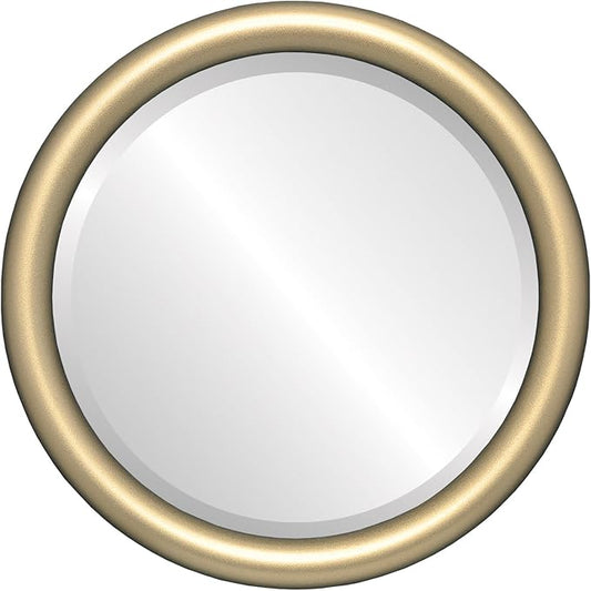 OVALCREST Round Wooden Beveled Wall Mirror for Home Decor, Bathroom, Vanity, Bedroom, Living Room, Hallway - Gold Spray - 20x20 Outside Dimensions