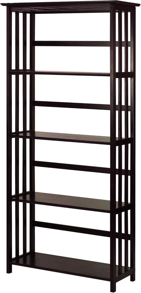 Casual Home Mission Style 5-Shelf Bookcase, Espresso