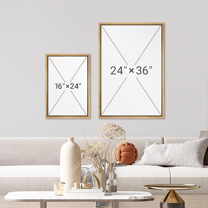 wall26 Framed Print Wall Art Set Golden Cityscape Reflection Gustav Klimt Inspired Coastal TownDecorative Minimal Relax/Zen for Living Room, Bedroom, Office - 16"x24"x3 NATURAL