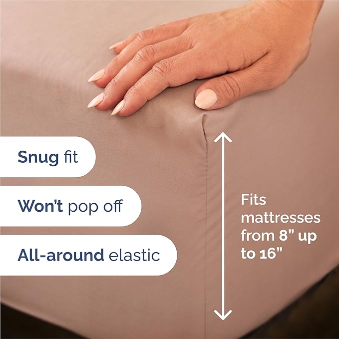 Split King Size 5 Piece Sheet Set - Comfy Breathable & Cooling Sheets - Hotel Luxury Bed Sheets for Women & Men - Deep Pockets, Easy-Fit, Soft and Wrinkle Free Sheets - Mauve Oeko-Tex Bed Sheet Set