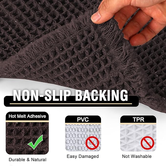 H.VERSAILTEX Upgraded Waffle Bath Mat Super Absorbent Non Slip Bath Rugs for Beside Tub, 24" x 36", Chocolate