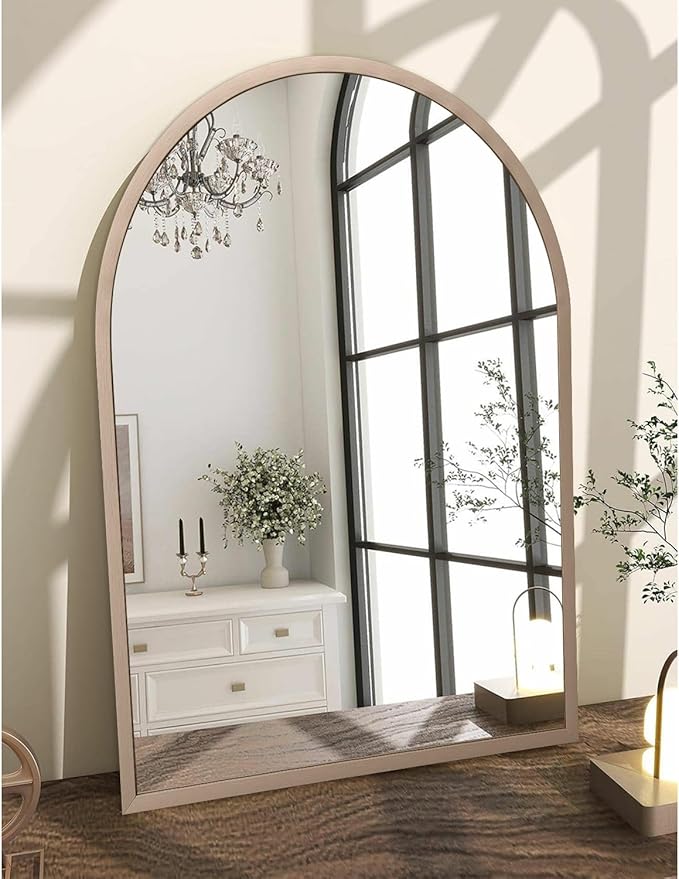 Arch Wall Mirror 20"x16" Large Bathroom Mirror Metal Frame Mirrors for Wall, Decoration Vanity Bedroom Entryway Living Room Brass