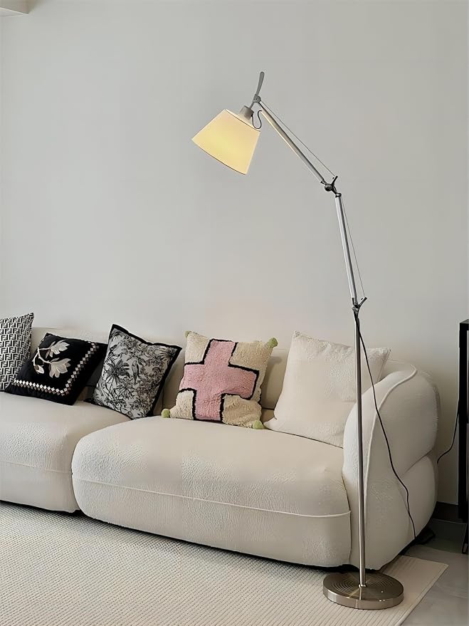 LIGHTLAND Modern Nordic Medieval ins Wind Cloth Cover Floor lamp Living Room Bedroom Study Table Double Rocker arm Adjustable Fishing Light - Large