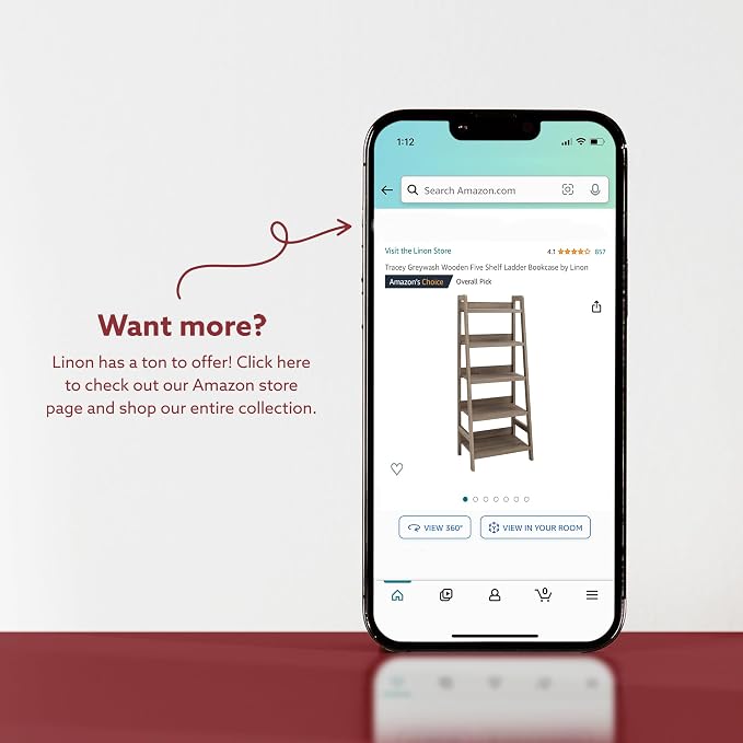 Linon Melissa Black Wooden Five Shelf Ladder Bookcase