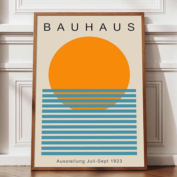 Minimalist Bauhaus Canvas Wall Art Sunrise Sunset Pictures Boho Sun Artwork Mid Century Modern Painting Geometric Gallery Wall Art Bauhaus Exhibition Poster Abstract Geometric Prints 16x24in Unframed