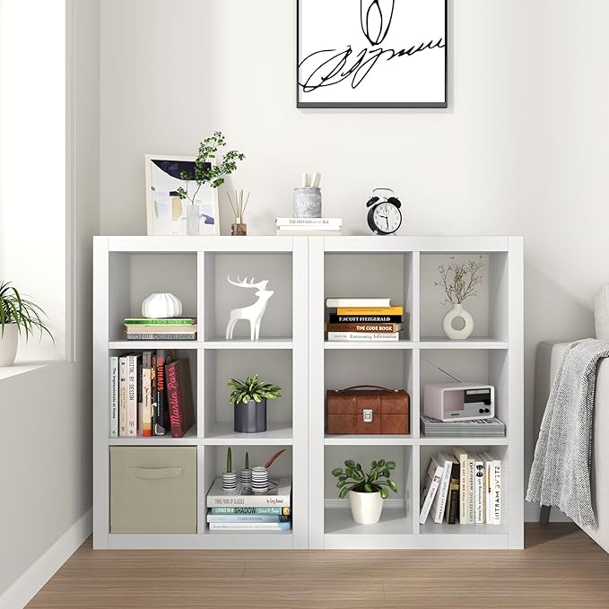 furtble 6 Cube Storage Organizer Bookshelf, 2-Pack Modern Wood Open Bookcase, Multifunctional Display Cubicle Shelf for Living Room, Bedroom, Home Office, White