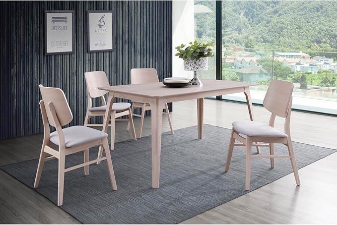 New Classic Furniture Oscar 60" Rectangle Wood Dining Table, White Ash