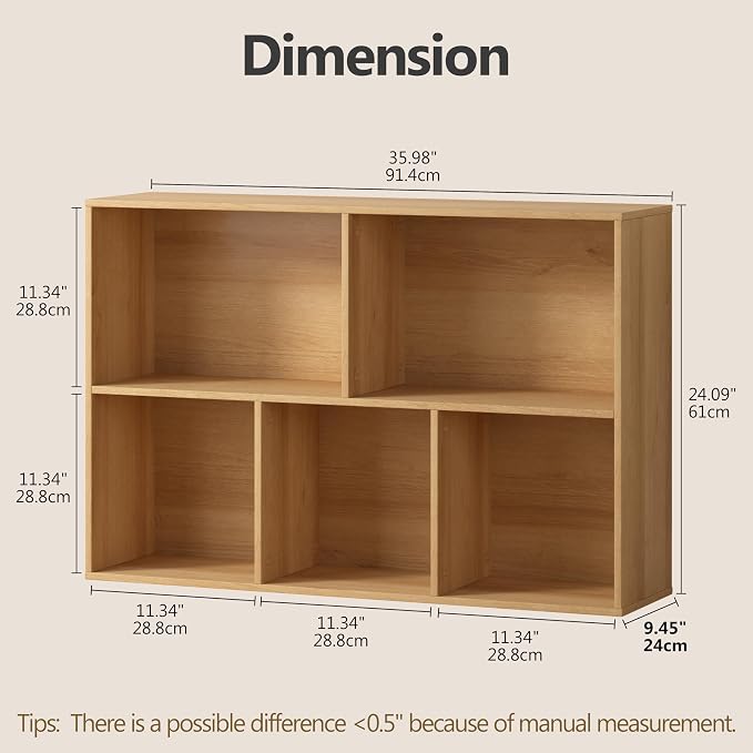 5 Cube Storage Organizer Bookshelf, Closed Back Display Bookcase, Reversible Bookcase, Cubes Closet Organizer for Home, Living Room, Kids Room, Office, Bedroom, Study, Hallway