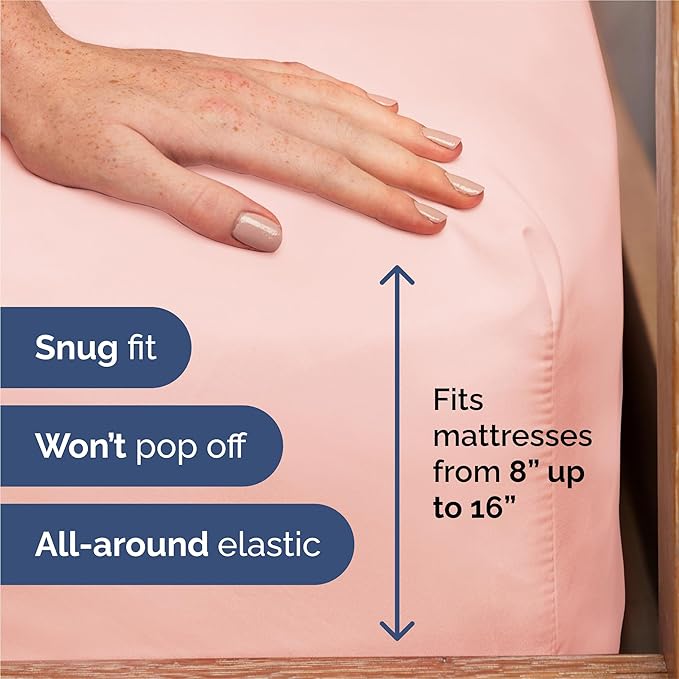 King Size 4 Piece Sheet Set - Comfy Breathable & Cooling Sheets - Hotel Luxury Bed Sheets for Women & Men - Deep Pockets, Easy-Fit, Extra Soft & Wrinkle Free Sheets - Baby Pink Oeko-Tex Bed Sheet Set