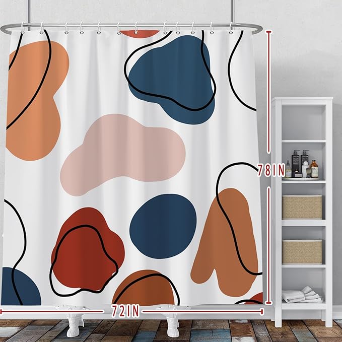 Baocicoo Abstract Bohemian Shower Curtain Pink Red Orange Texture Modern Striped Fashion Minimalism Shower Curtains for Hotel Spa Home Bathtubs Bath Waterproof Fabric with Hooks 72x78 Inches