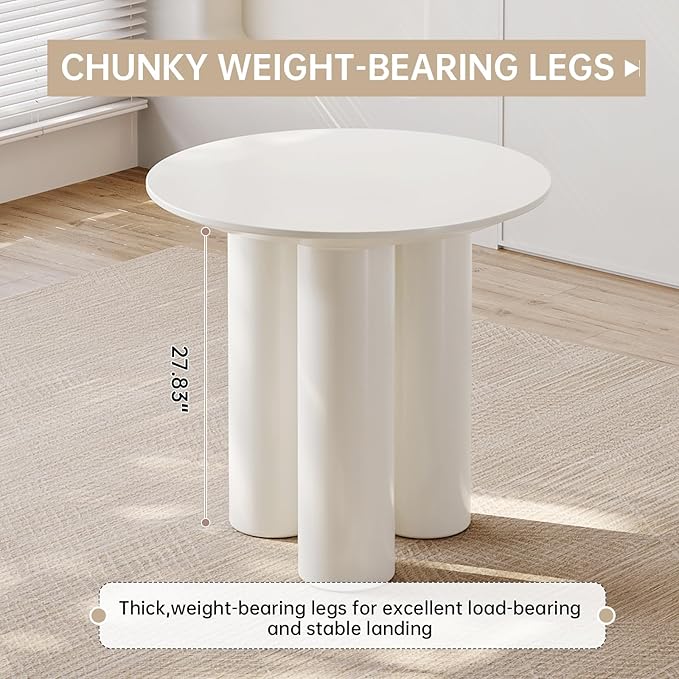 30" Round Dining Table Circular White Kitchen Table for 1-2 Person, Modern Dinner Tables for Kitchen, Living Room, Bar, Small Apartment Space Saving, Table Only