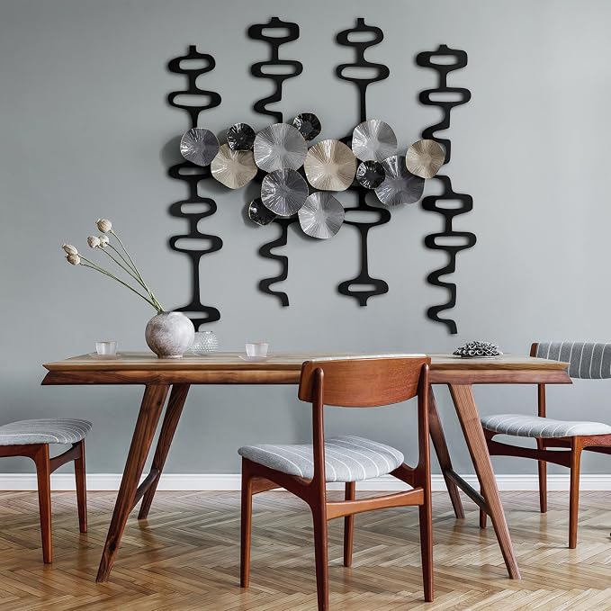 Wenqik 8 Pack Mid Century Modern Wall Decor Wood Midcentury Vintage Retro 3D Large Art Wall Sculpture Elegance Abstract Geometric Panels for Interior Living Room Home Office Bedroom(Black)