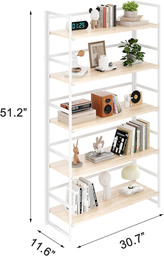 BHG Vintage Multifunctional Folding Bookshelf, No-Assembly Plant Stand Storage Rack Shelves for Home Office