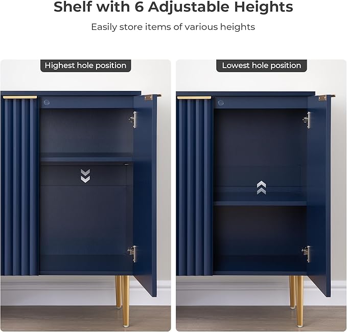 SICOTAS Sideboard Buffet Storage Cabinet, Modern Accent Cabinet with Doors& Adjustable Shelf, Credenza Buffet Table Console Coffee Bar for Kitchen Living Entryway, Navy Blue