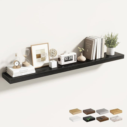 48 Inch Floating Shelves for Wall 1 Pack, 48" Wall Shelves for Books, Storage, Decor, Wall Mounted Floating Shelf with Invisible Brackets for Kitchen, Living Room, Black