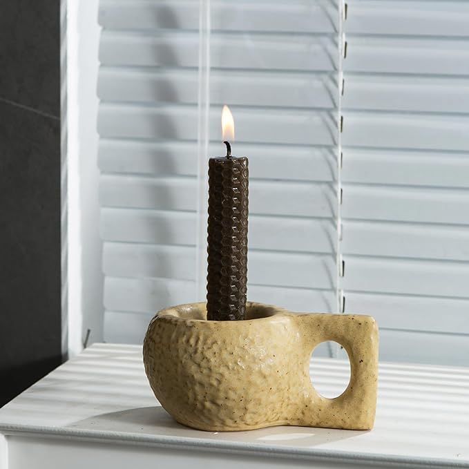 Candle Holder Ceramic Candlestick Holder, Candlelight Stand for Spell Candles, Taper Candles, and Incense, Halloween Christmas Dining Room Home Decoration Display