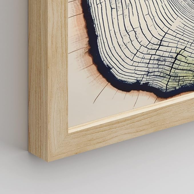 SIGNWIN Framed Blue & White Overexposed Wood Tree Ring Wall Art, Set of 4 Nature Wildernes Wall Decor Prints, Minimalism Wall Décor for Living Room, Bedroom - 8"x10" Natural