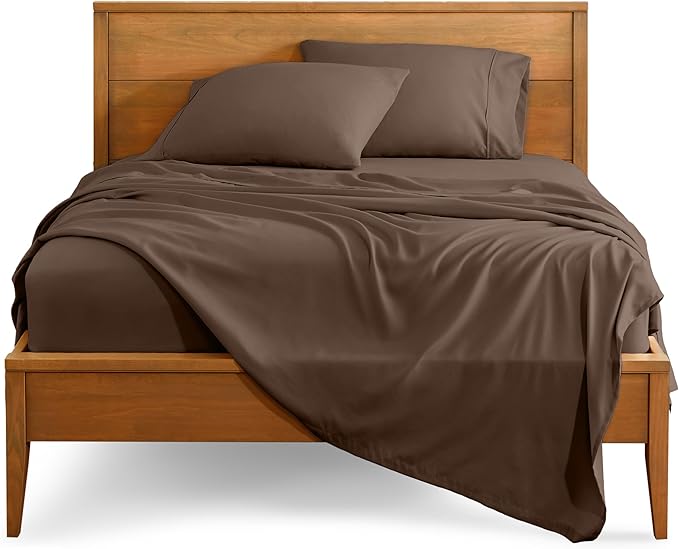 Bare Home Full XL Sheet Set - 1800 Ultra-Soft Microfiber Full Extra Long Bed Sheets - Double Brushed - Deep Pockets - Easy Fit - 4 Piece Set - Bedding Sheets & Pillowcases (Full XL, Cocoa)