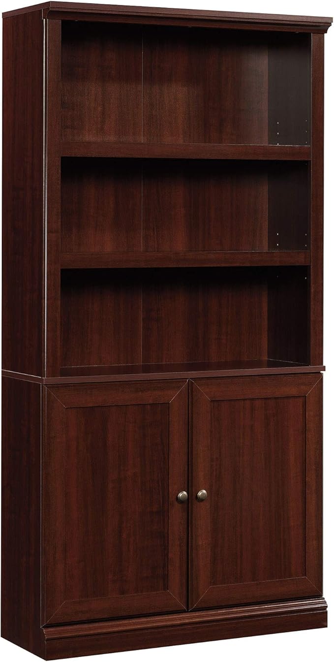Sauder Miscellaneous Storage 5-Shelf/ Book Shelf 2-Door Bookcase, Select Cherry finish