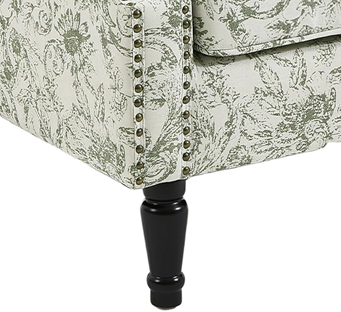 Lumibee High Back Accent Chair Set of 2, Armchair in Fabric,Comfy Upholstered Wingback Single Sofa Reading Chairs with Solid Wood Legs for Living Room,Bedroom,Office-Rococo Green
