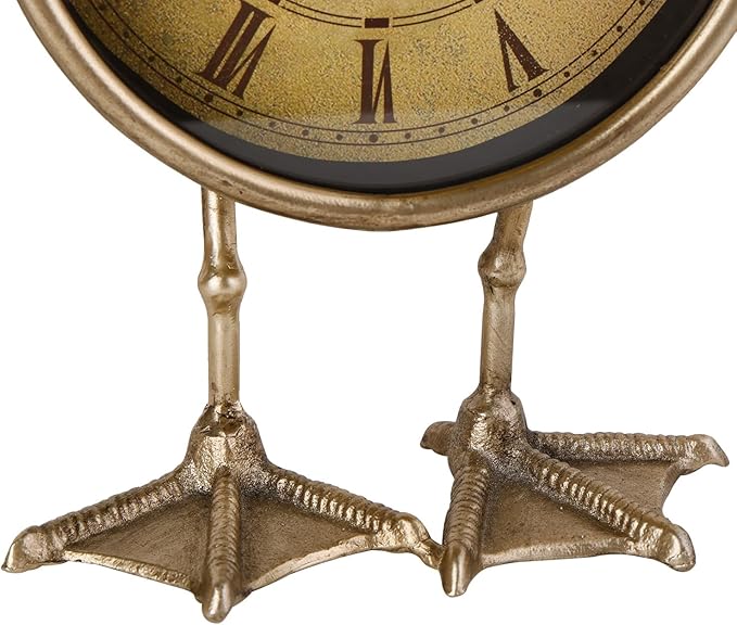 NIKKY HOME Vintage Gold Table Top Clock, Cute Duck Paw Silent Shelf Desk Clock Battery Operated Rustic Design, Home Decor for Living Room, Bedroom, Bedside