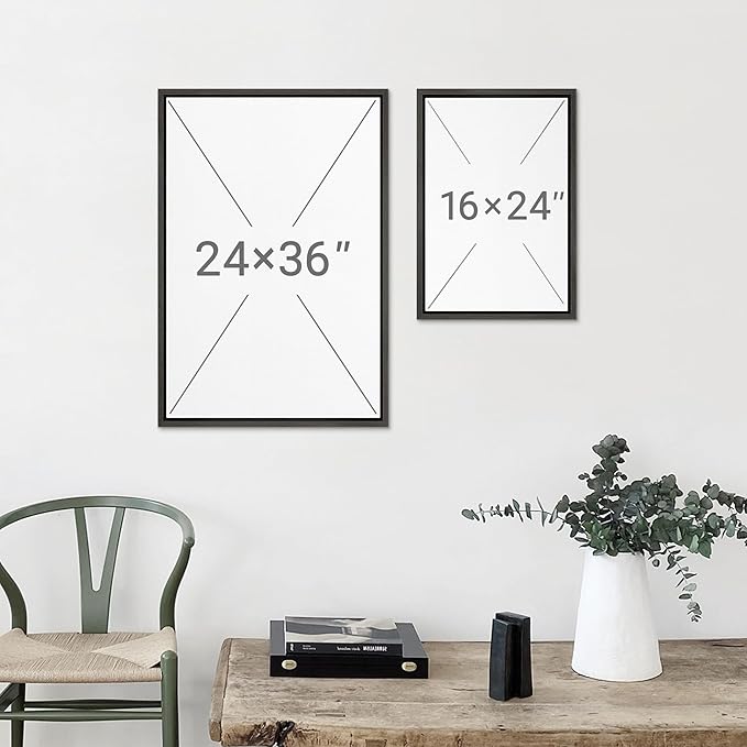 MUDECOR Framed Canvas Print Wall Art Green and Terracotta Minimalist Abstract Contemporary Illustrations Fine Art Decorative Zen Multicolor Country/Farmhouse Retro for Bedroom - 24"x36" BLACK