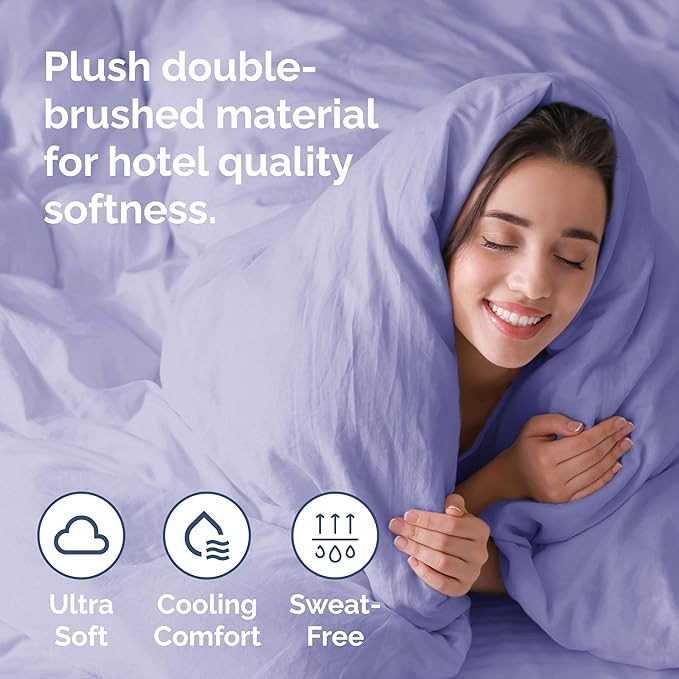 Duvet Cover Twin/Twin XL Size - Extra Soft Twin/Twin XL Size Duvet Cover - Breathable, Easy Care and Fade Free with Zipper Closures & Ties - 68" x 90" Inches - (Lavender) Comforter Not Included