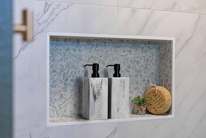 Rectangular Resin Dispenser Premium Bathroom Shampoo Conditioner Body Wash Bottle Modern Refillable Pump Design