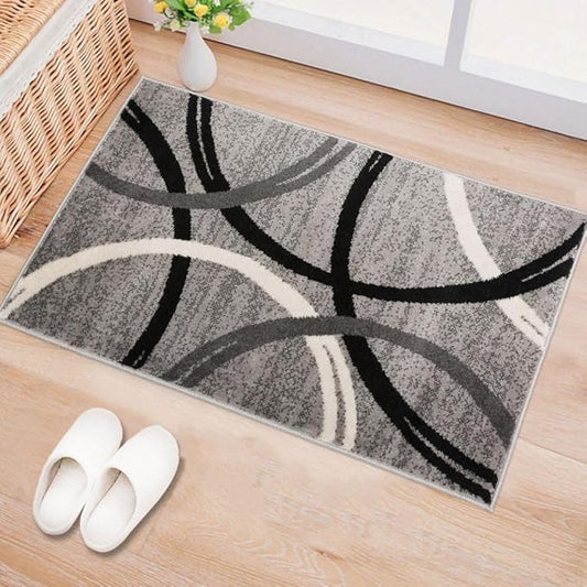 Rugshop Wavy Circles Design Accent Rug, Carpet with Jute Backing for Entryway or Bathroom, Gray, 2' x 3'