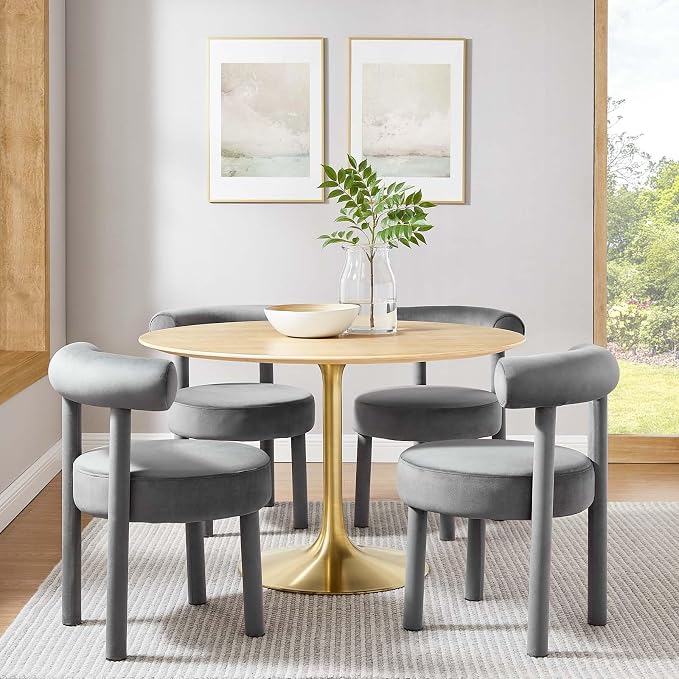 Modway Lippa Dining Table, 48", Gold Natural
