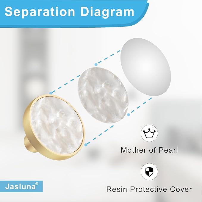 12 Pack Round Gold Cabinet Drawer Knobs,1.25" Decorative Pearl Drawer Pulls,Brushed Brass Furniture Hardware for Kitchen,Bathroom,Closet,Cupboard Door