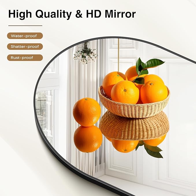 Arched Mirror, 24’’x40’’ Black Arch Mirror for Bathroom, Arched Bathroom Mirror with Frame, Modern Wall Mounted Mirror for Over Sink Mantle Bedroom Vanity Living Room Entryway