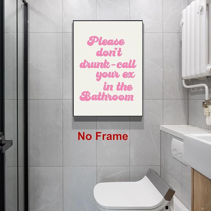 Pink Quotes Wall Art Funny Bathroom Artwork Cute Quotes Posters Modern Aesthetic Wall Art Retro Preppy Posters Beige Boho Paintings Trendy Wall Prints Pink Trendy Paintings for Bedroom 16x24in