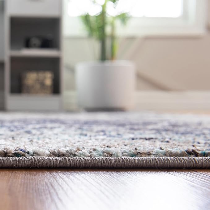 Unique Loom Trellis Frieze Collection Area Rug - Geometric (4' x 6', Blue Multi/ Ivory)
