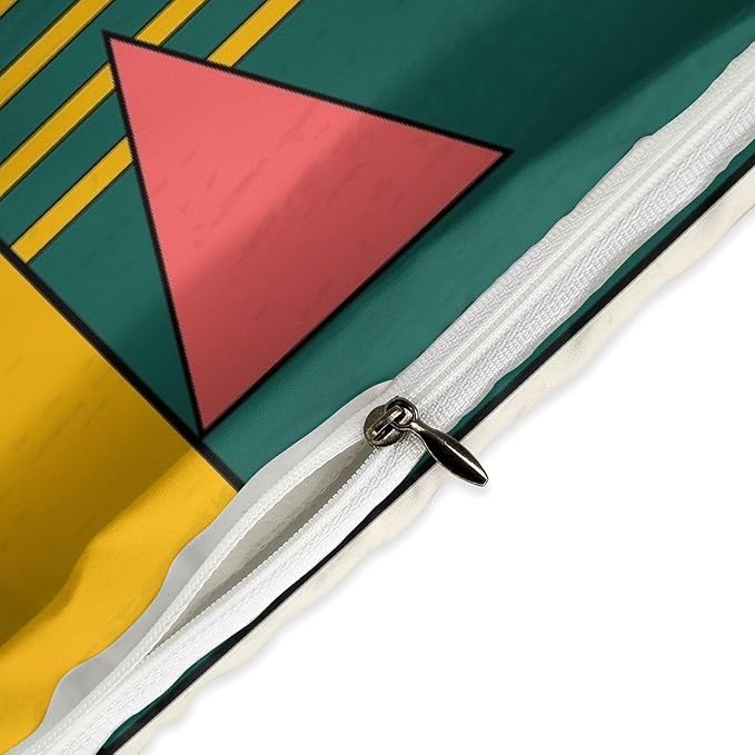 Colorful Aesthetic Comforter Cover Geometry Bed Set, Retro Atomic Duvet Cover，Modern Mid Century Bedding Sets，Aesthetic Abstract Art Bedding 3 Piece (1 Duvet Cover 90"x90" + 2 Pillow Sham 20"x30")