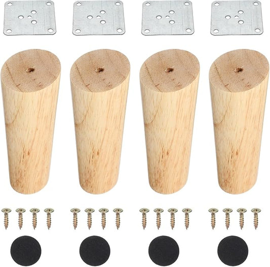 PATIKIL Wood Furniture Legs, 4Pcs 4.7" Tapered Replacement Sofa Leg for Chair Couch Bed Coffee Table Dresser, Wood Color