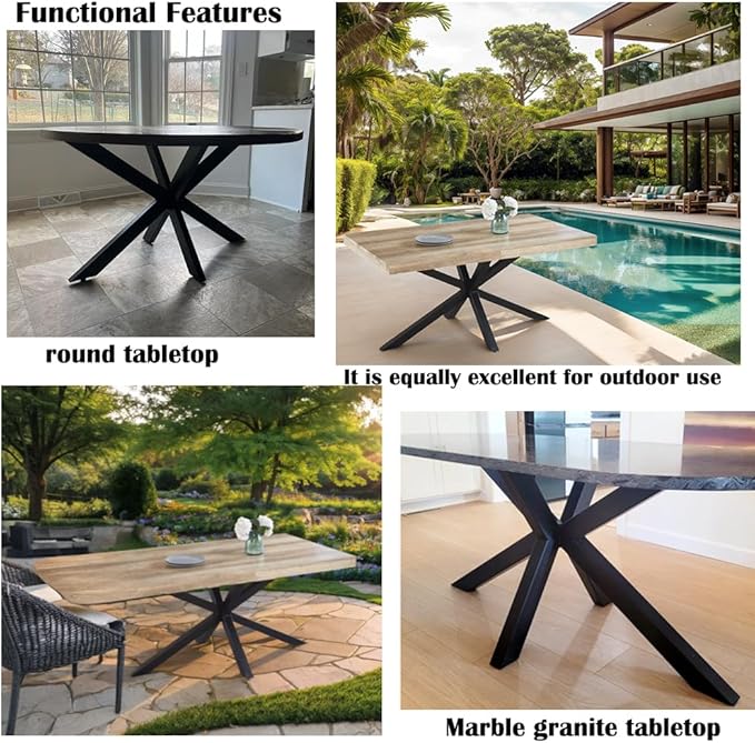 30 Inch Modern Table Base Metal Dinning Table Legs with Suction Cups, Heavy Duty Desk Base for Marble,Glass,Wood Top, Furniture Legs for Home,Kitchen,DIY Bench Legs Coffee Table (Black)