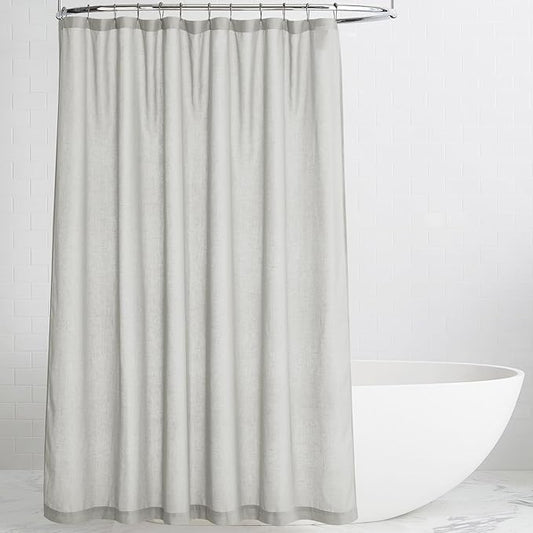 KGORGE Semi Sheer Shower Curtain for Bathroom - Linen Blend Fabric Lightweight Waterproof Privacy Assured Button Hole Shower Curtains for Bathtub, Grey, 54 x 78 inches Long, Hooks Included