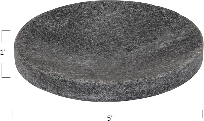 Creative Co-Op Marble Round Soapdish, Grey