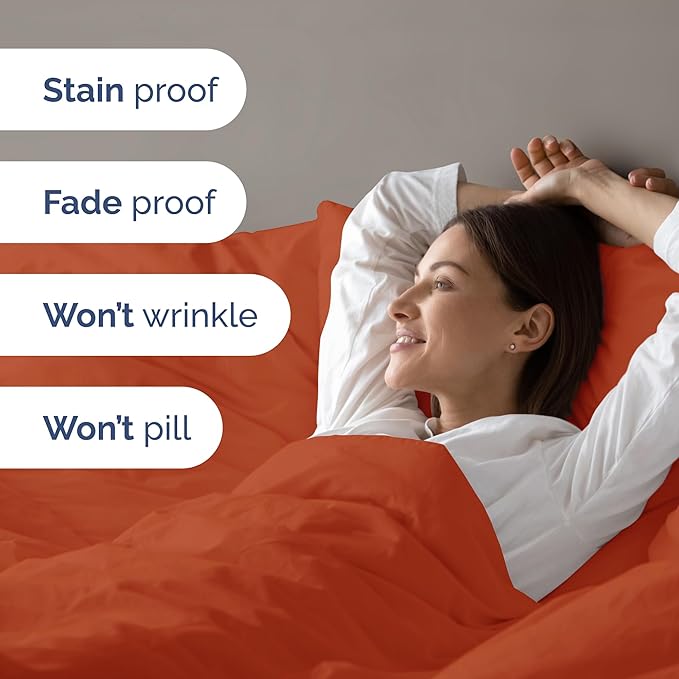 Duvet Cover Cal King Size - Extra Soft Cal King Size Duvet Cover - Lightweight, Breathable & Cozy - Easy Care with Zipper Closures & Ties - 104" x 98" Inches - (Terracotta) Comforter Not Included
