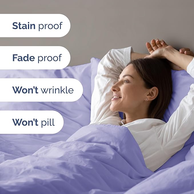 Duvet Cover Twin/Twin XL Size - Extra Soft Twin/Twin XL Size Duvet Cover - Breathable, Easy Care and Fade Free with Zipper Closures & Ties - 68" x 90" Inches - (Lavender) Comforter Not Included
