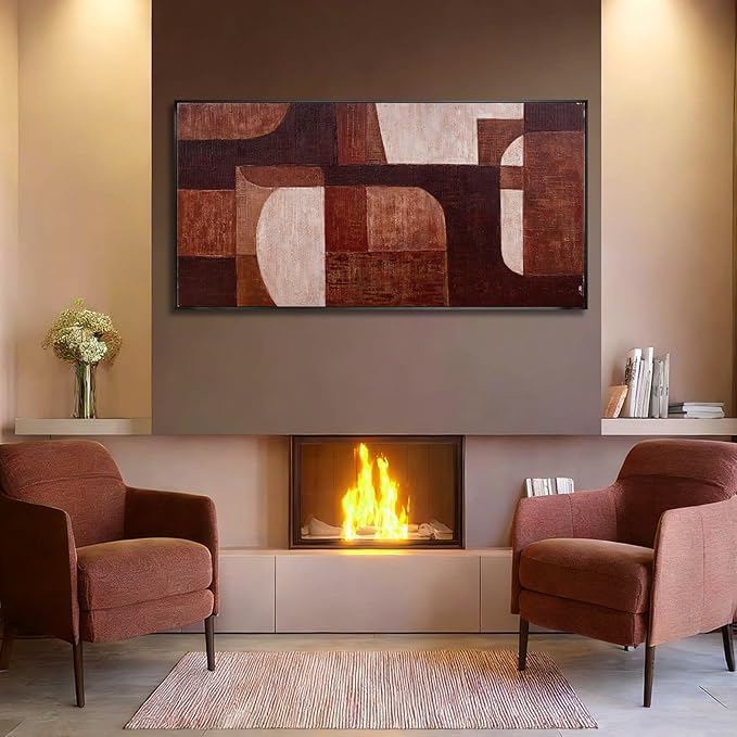 SOUGUAN Abstract Wood Wall Decor Modern Photo Prints Geometric Canvas Art 24"x48" Dining Room Pictures Wall Artwork for Bedroom Office